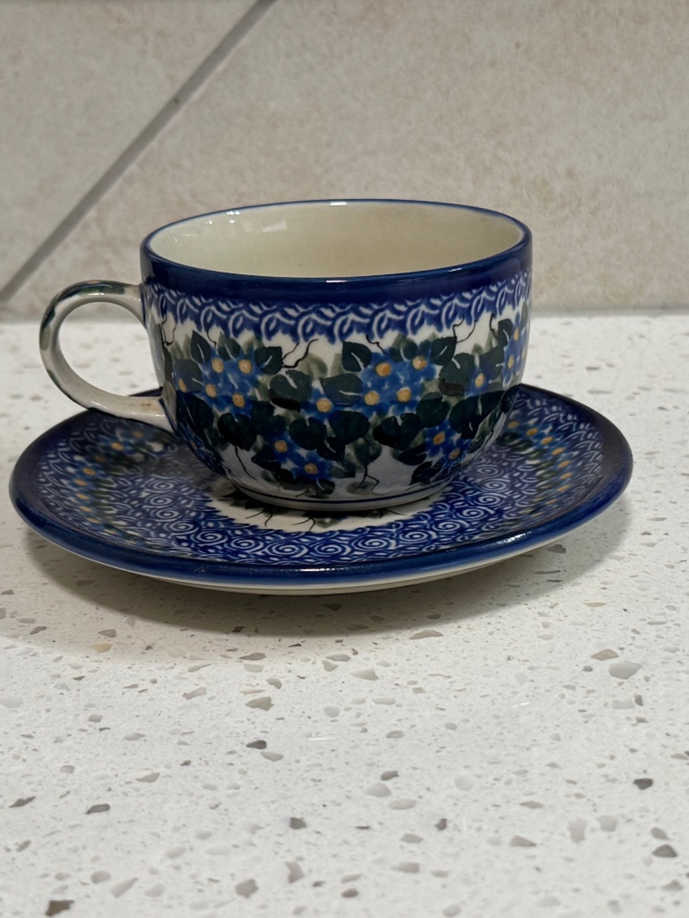 Polish Pottery Cup and Saucer